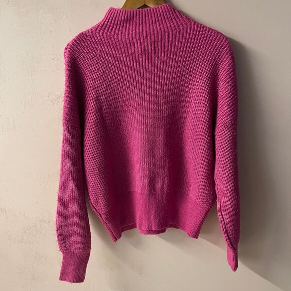 Rachel Zoe Hot Pink Knit Mock Neck Sweater GUC Size M - Picture 10 of 12